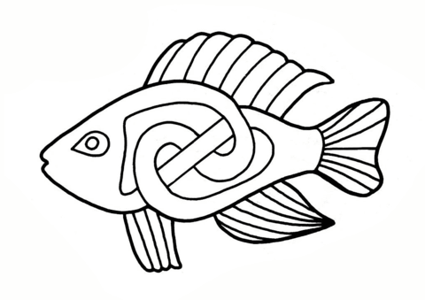 Celtic Fish Design Coloring Page